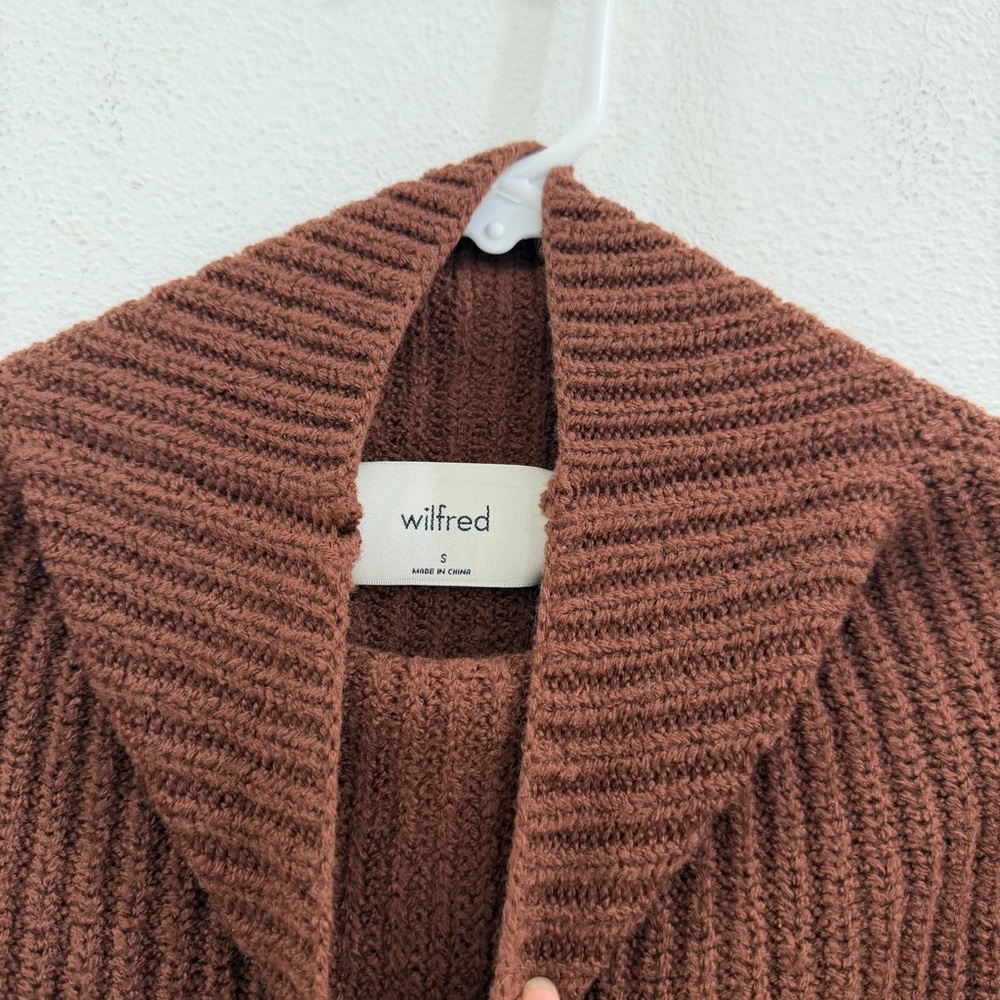Aritzia Wilfred Chocolate Brown Mockneck Turtleneck Sweater S Merino Wool - Picture 4 of 5